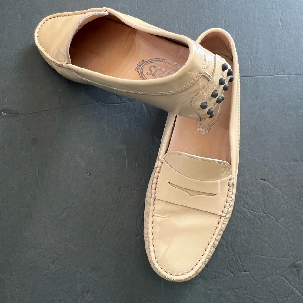 Tod’s Gammino Patent Leather driving loafer moccasin size 36 1/2 Cream - Picture 4 of 9